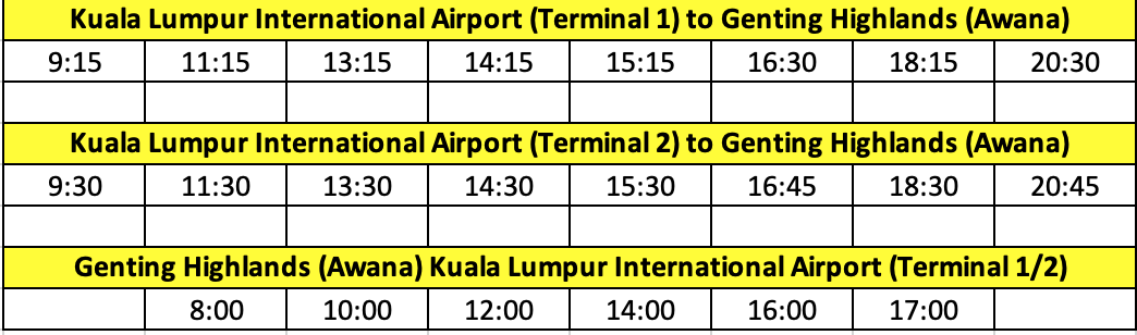 Shared Kuala Lumpur Airport Transfers for Genting Highlands  Klook Canada